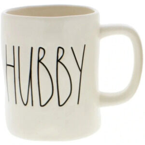 Rae Dunn by Magenta HUBBY Large Letters Ceramic Coffee Mug 16oz Ivory